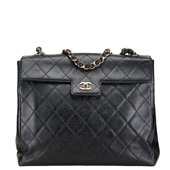 Chanel Matelasse Skin s Black Chain Coco Mark Caviar Handbag - Picture 1 of 9